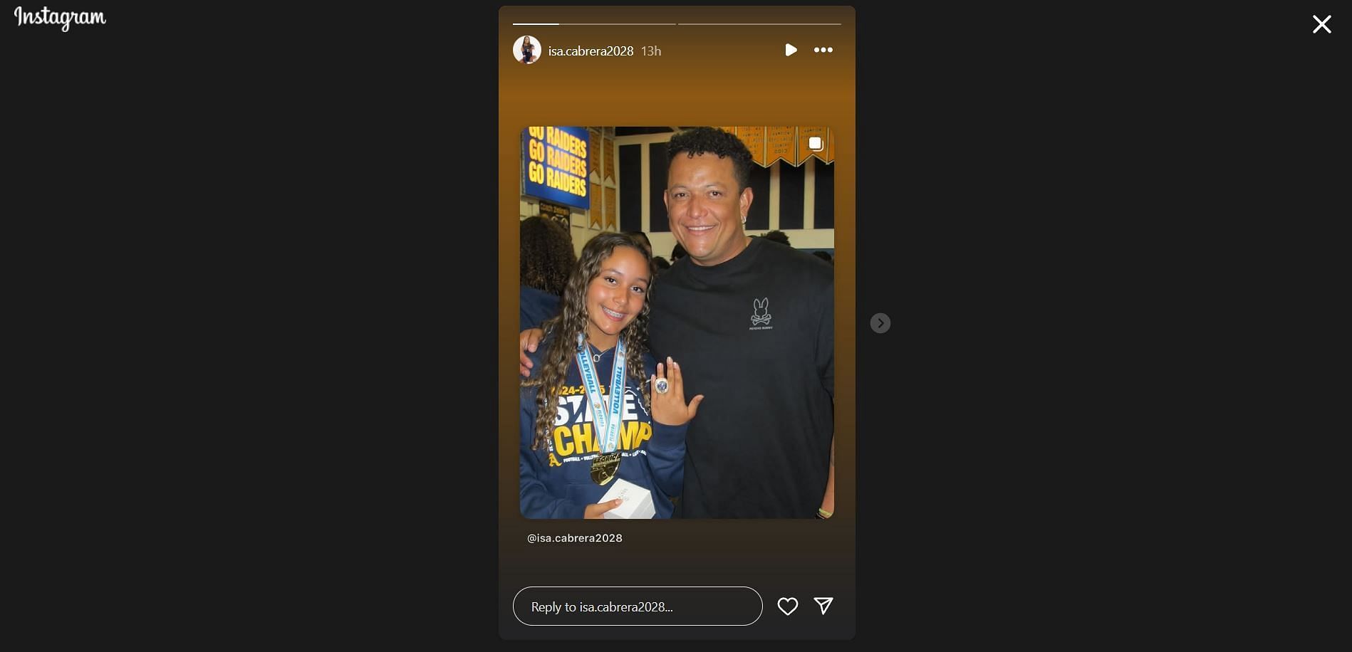 Tigers legend Miguel Cabrera beams with pride over daughter Isabella's major athletic achievement - Source: IG